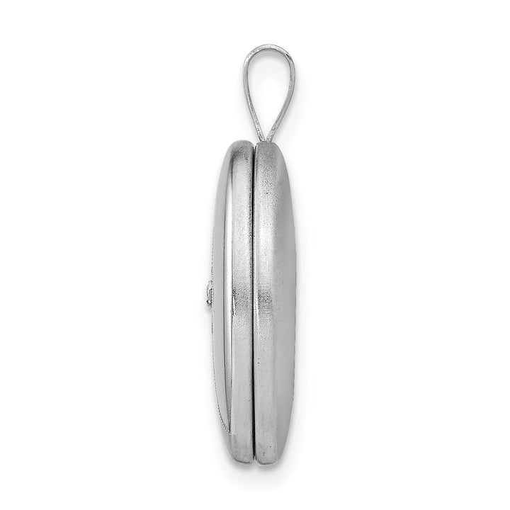 Lovely Rita's Pendants & Charms Sterling Silver 19mm Diamond Brushed and Polished Heart Oval Locket