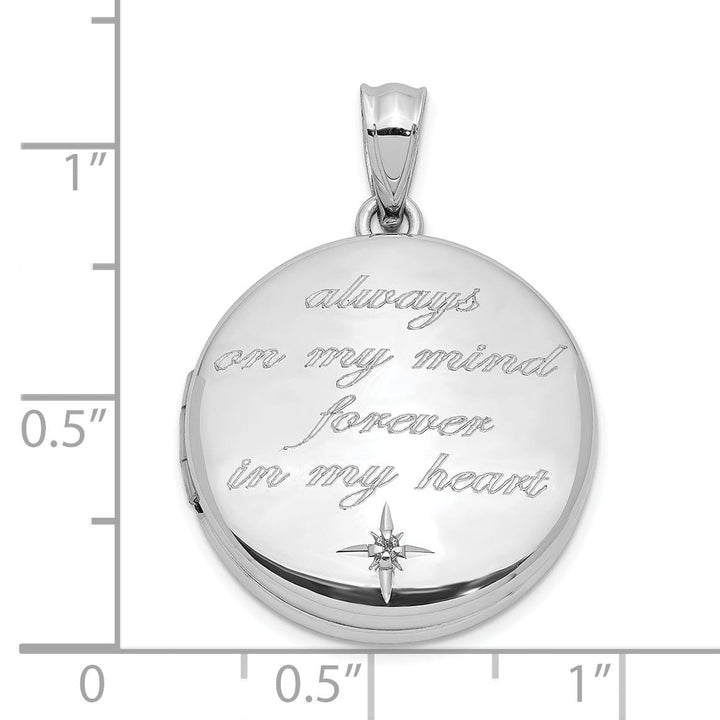 Lovely Rita's Pendants & Charms Sterling Silver 20mm Diamond Polished Always On My Mind Round Locket