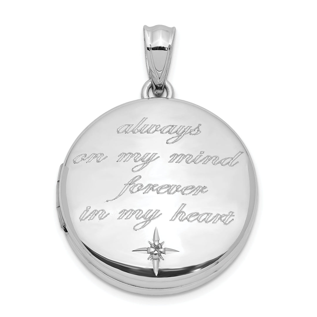 Lovely Rita's Pendants & Charms Sterling Silver 20mm Diamond Polished Always On My Mind Round Locket