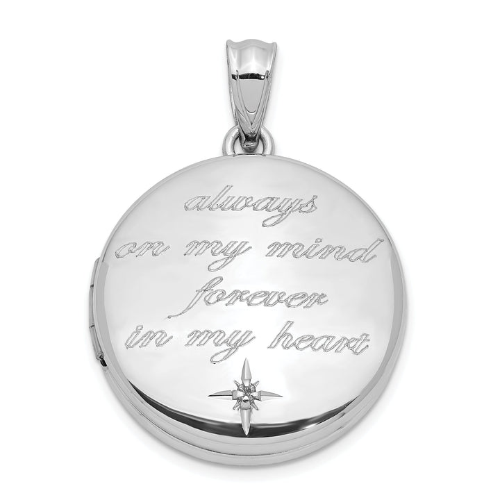 Lovely Rita's Pendants & Charms Sterling Silver 20mm Diamond Polished Always On My Mind Round Locket