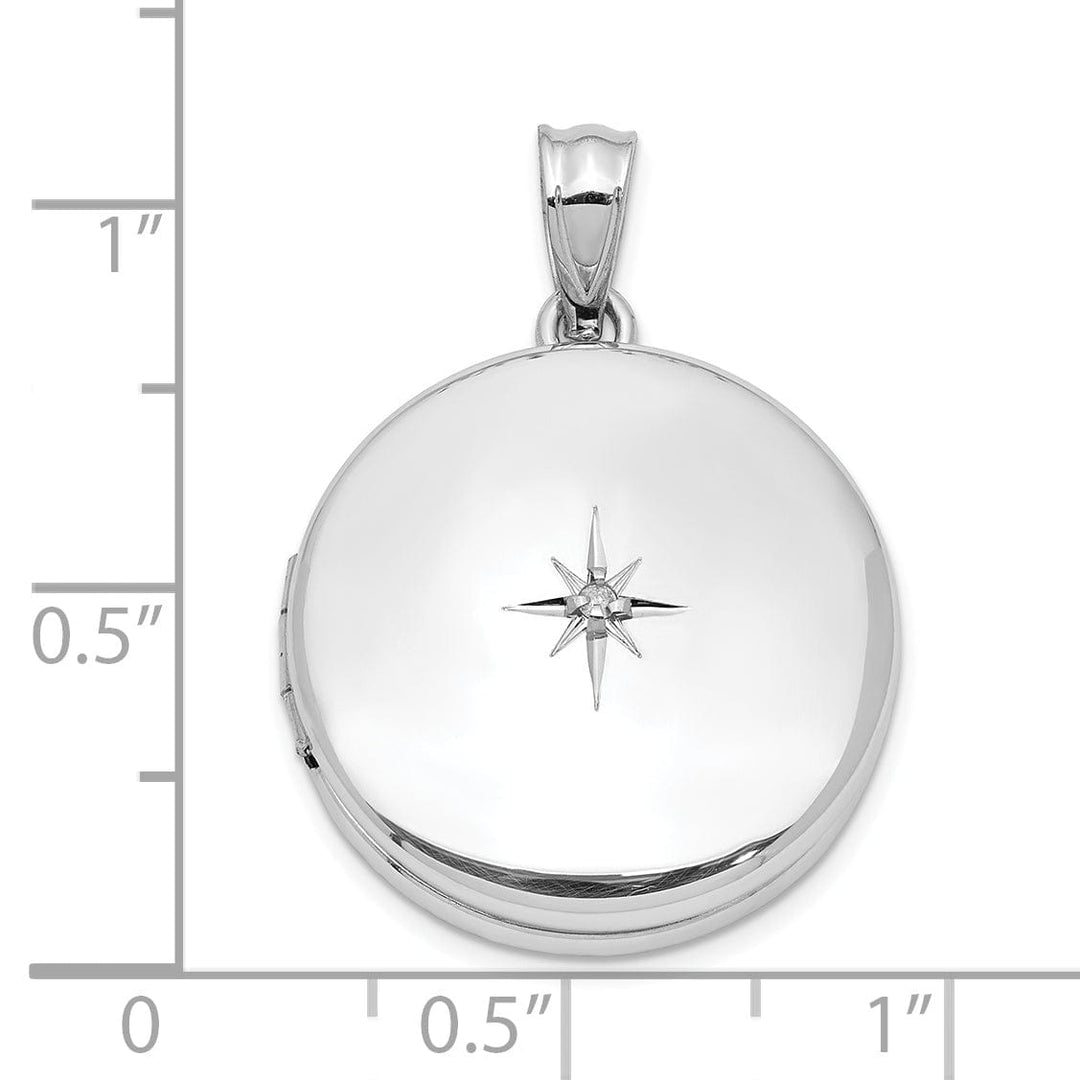 Lovely Rita's Pendants & Charms Sterling Silver 20mm Diamond Polished Round Locket