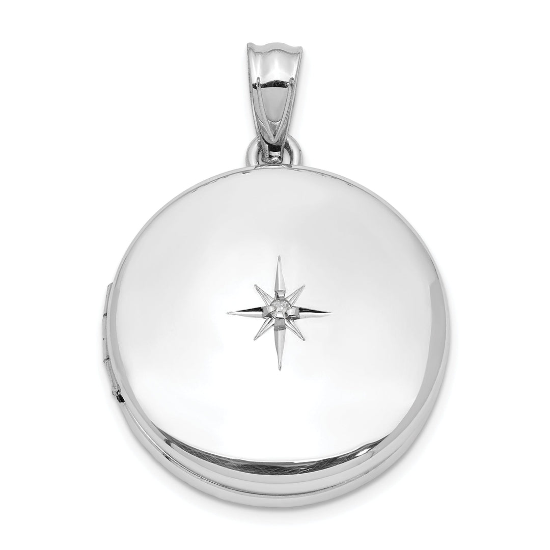 Lovely Rita's Pendants & Charms Sterling Silver 20mm Diamond Polished Round Locket