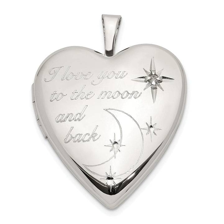 Lovely Rita's Pendants & Charms Sterling Silver 20mm LOVE TO THE MOON Diamond Heart Locket