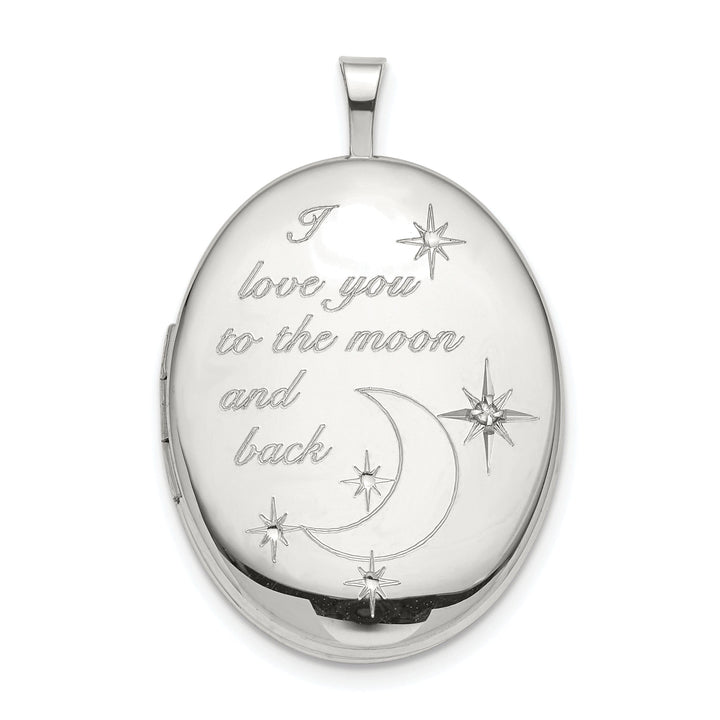 Lovely Rita's Pendants & Charms Sterling Silver 20mm LOVE TO THE MOON Diamond Oval Locket