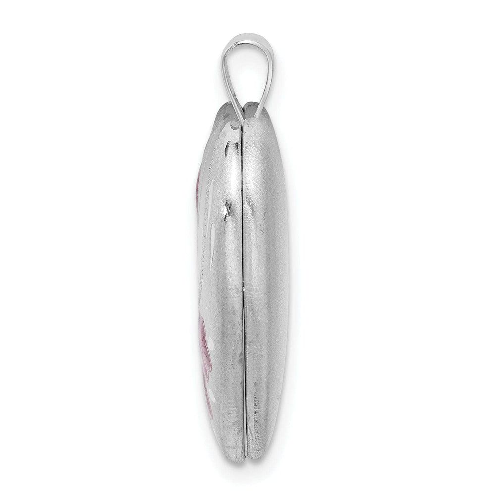 Lovely Rita's Pendants & Charms Sterling Silver 20mm Pink Enamel Flower Heart Locket