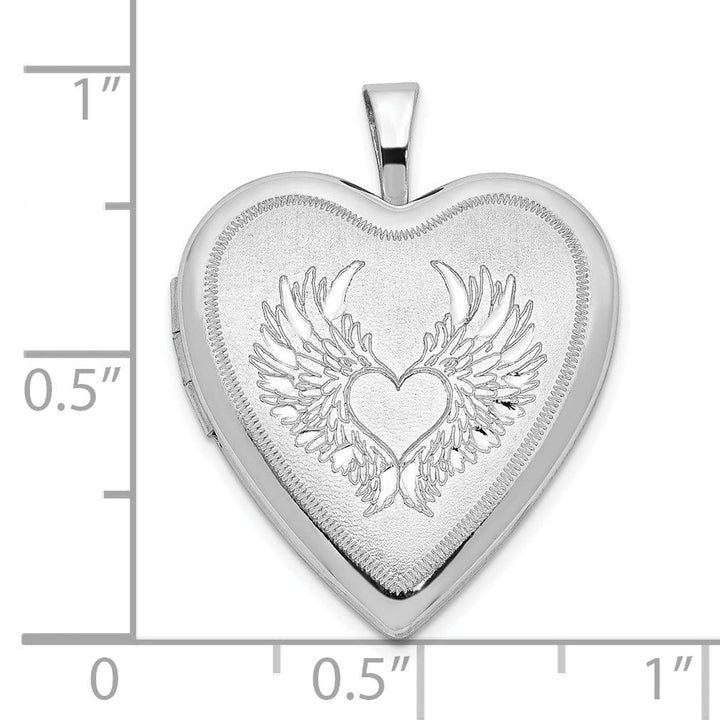 Lovely Rita's Pendants & Charms Sterling Silver 21mm Brushed and Polished Heart with Wings Heart Locket