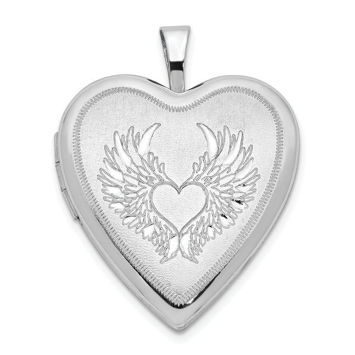 Lovely Rita's Pendants & Charms Sterling Silver 21mm Brushed and Polished Heart with Wings Heart Locket