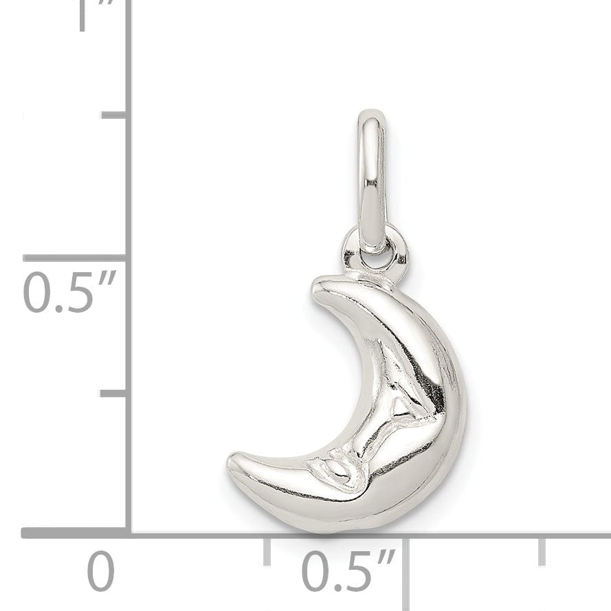 Lovely Rita's Pendants & Charms Sterling Silver 3-D Half Moon Charm Pendant