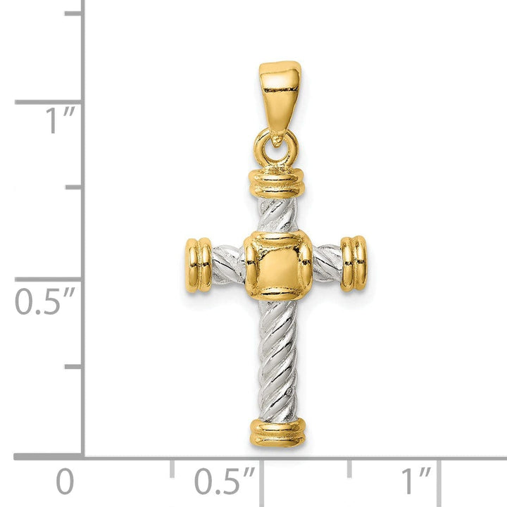 Lovely Rita's Pendants & Charms Sterling Silver and Gold Tone Twisted Cross Pendant