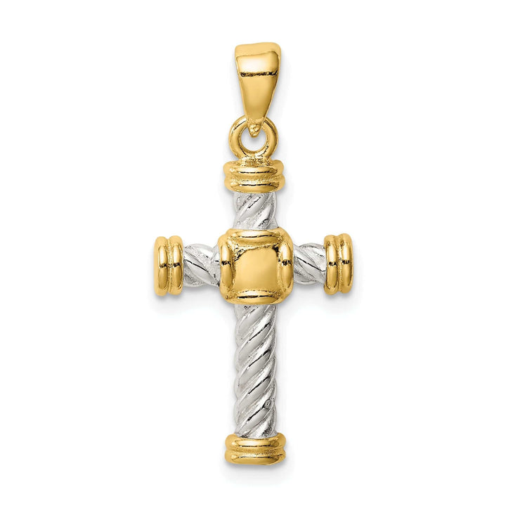 Lovely Rita's Pendants & Charms Sterling Silver and Gold Tone Twisted Cross Pendant
