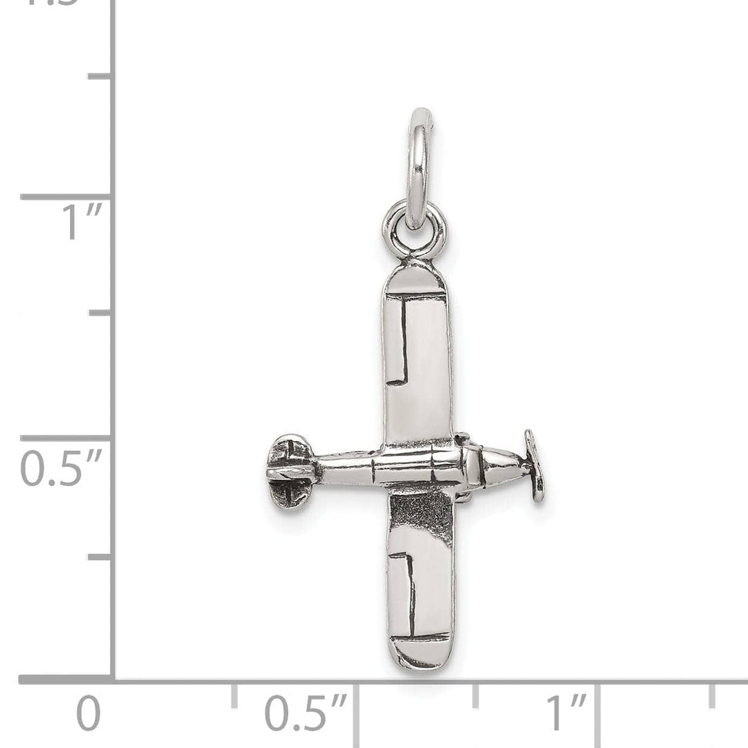 Lovely Rita's Pendants & Charms Sterling Silver Antiqued 3-D Airplane Charm