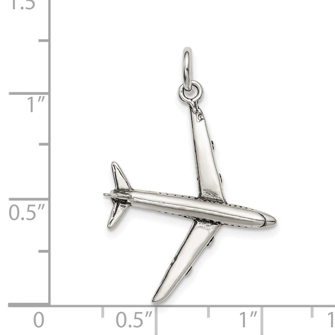 Lovely Rita's Pendants & Charms Sterling Silver Antiqued 3-D Airplane Charm