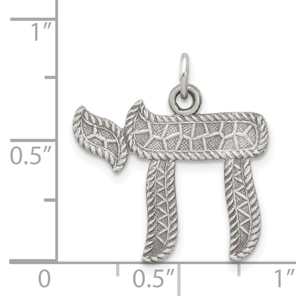 Lovely Rita's Pendants & Charms Sterling Silver Antiqued Chai Charm Pendant