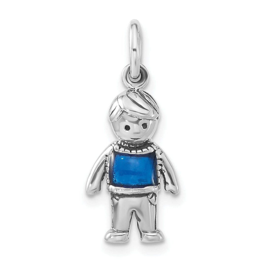 Lovely Rita's Pendants & Charms Sterling Silver Antiqued Enamel Marine Blue Boy
