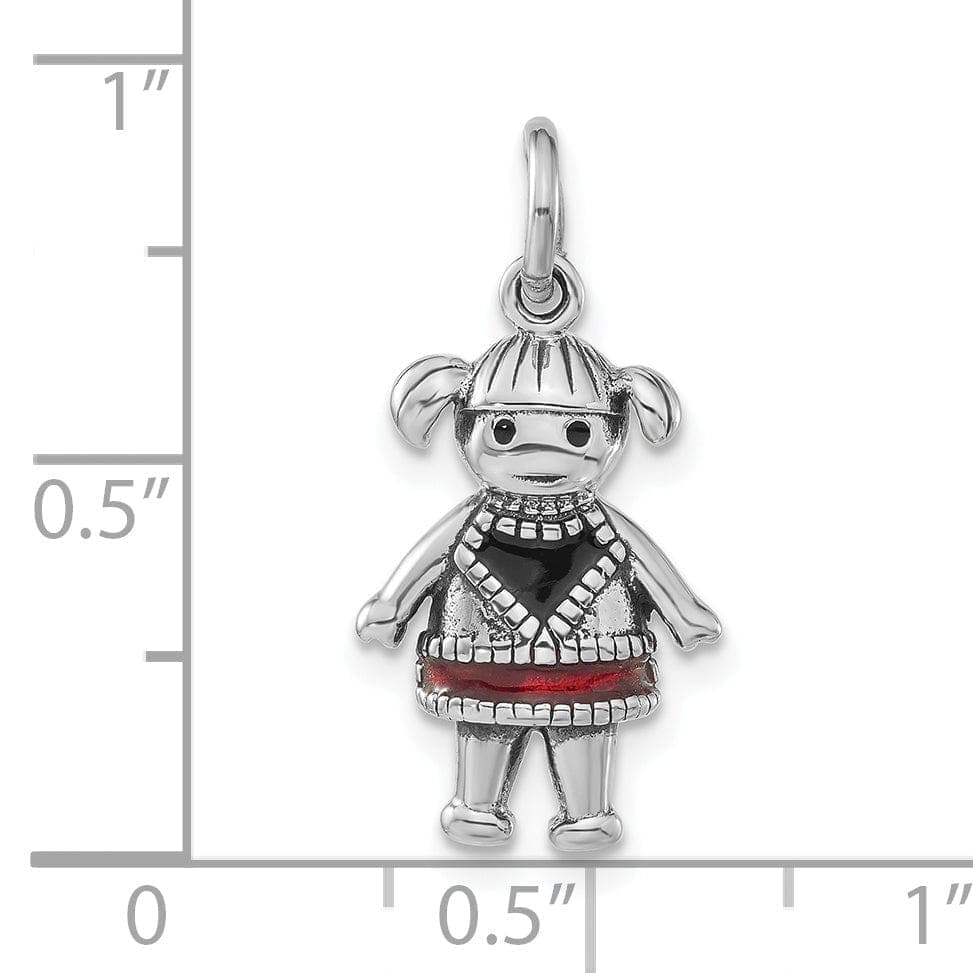 Lovely Rita's Pendants & Charms Sterling Silver Antiqued Enameled Red Girl