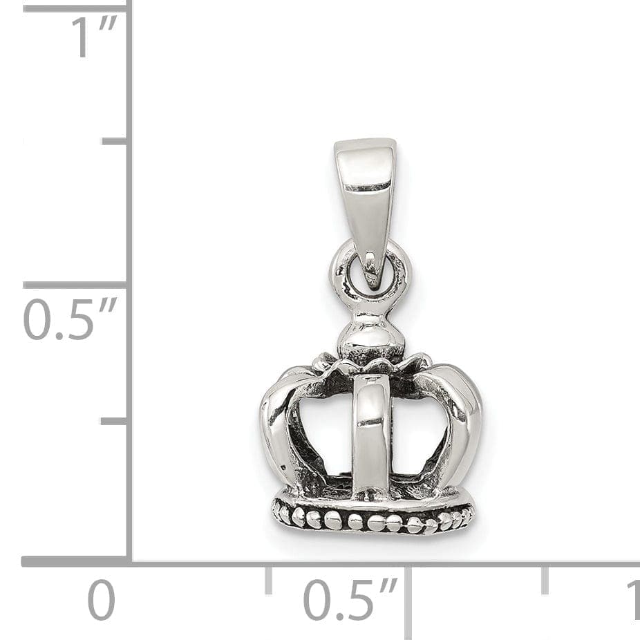 Lovely Rita's Pendants & Charms Sterling Silver Antiqued Finish 3-D Crown Charm