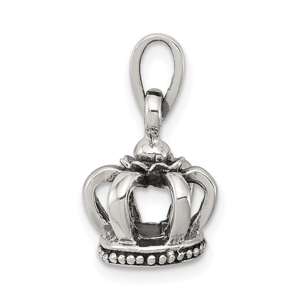 Lovely Rita's Pendants & Charms Sterling Silver Antiqued Finish 3-D Crown Charm