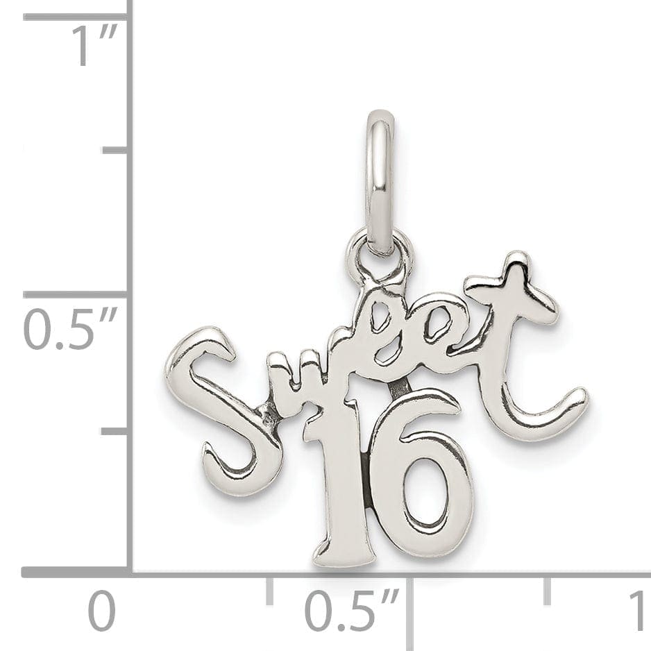 Lovely Rita's Pendants & Charms Sterling Silver Antiqued Finish Sweet 16 Charm