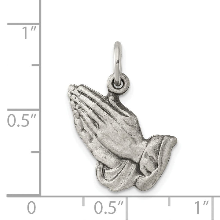 Lovely Rita's Pendants & Charms Sterling Silver Antiqued Praying Hands Charm