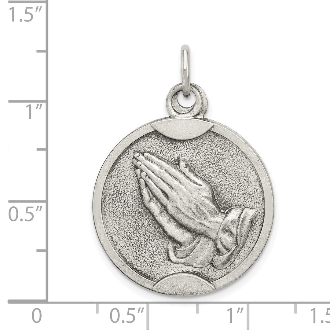Lovely Rita's Pendants & Charms Sterling Silver Antiqued Praying Hands Medal