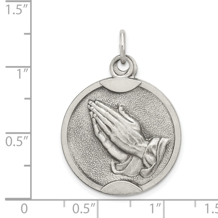 Lovely Rita's Pendants & Charms Sterling Silver Antiqued Praying Hands Medal