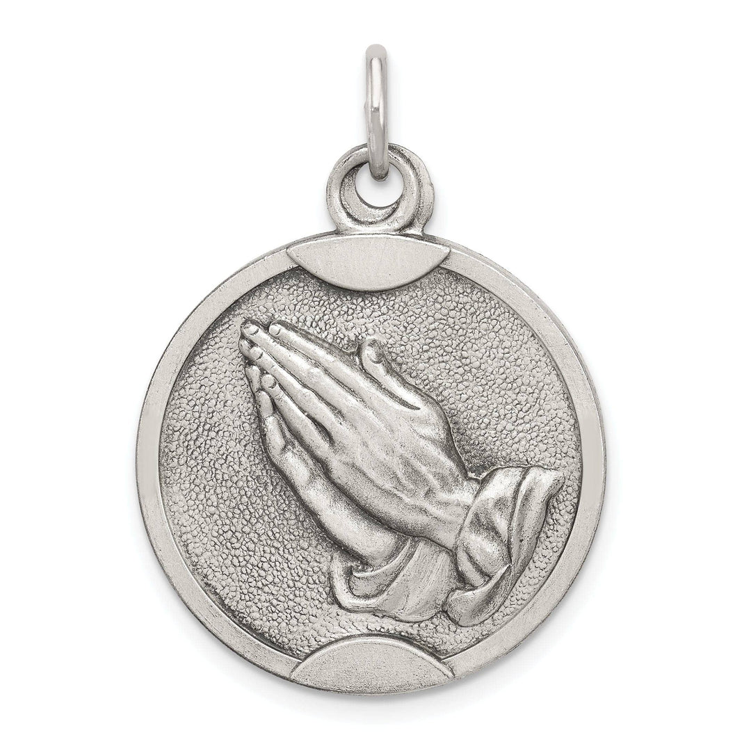 Lovely Rita's Pendants & Charms Sterling Silver Antiqued Praying Hands Medal