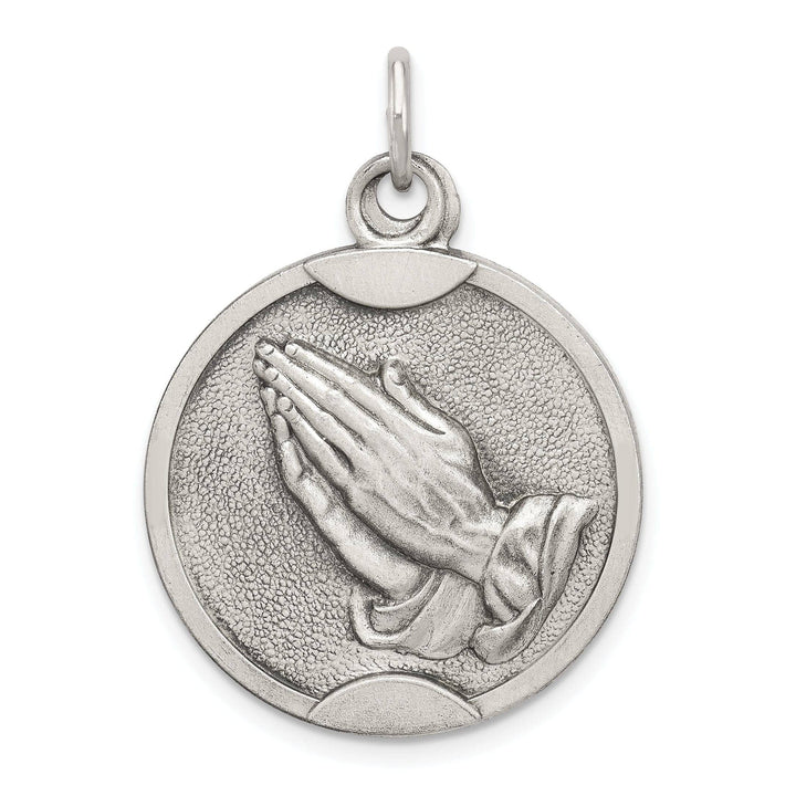 Lovely Rita's Pendants & Charms Sterling Silver Antiqued Praying Hands Medal