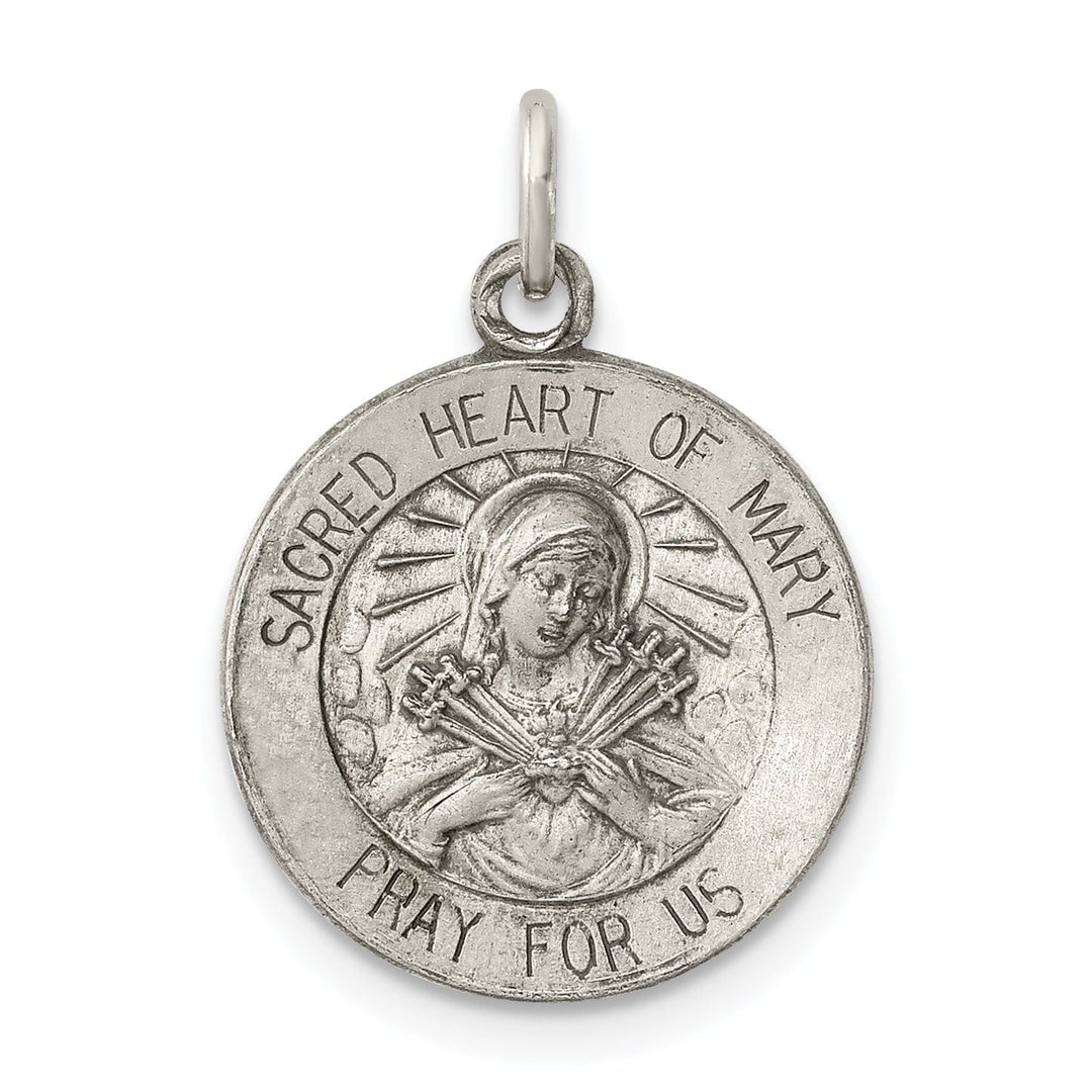 Lovely Rita's Pendants & Charms Sterling Silver Antiqued Sacred Heart of Mary Meda