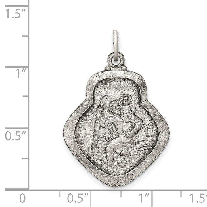 Lovely Rita's Pendants & Charms Sterling Silver Antiqued Saint Christopher Medal