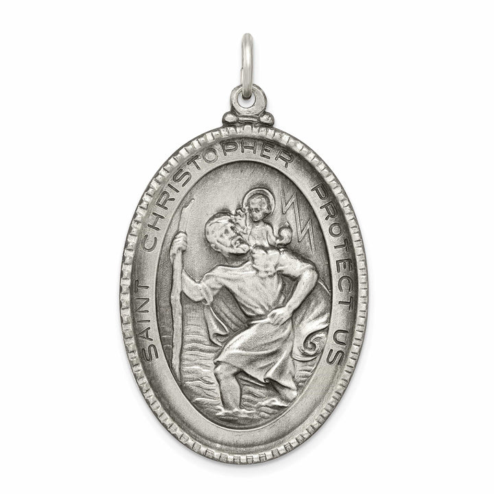 Lovely Rita's Pendants & Charms Sterling Silver Antiqued Saint Christopher Medal