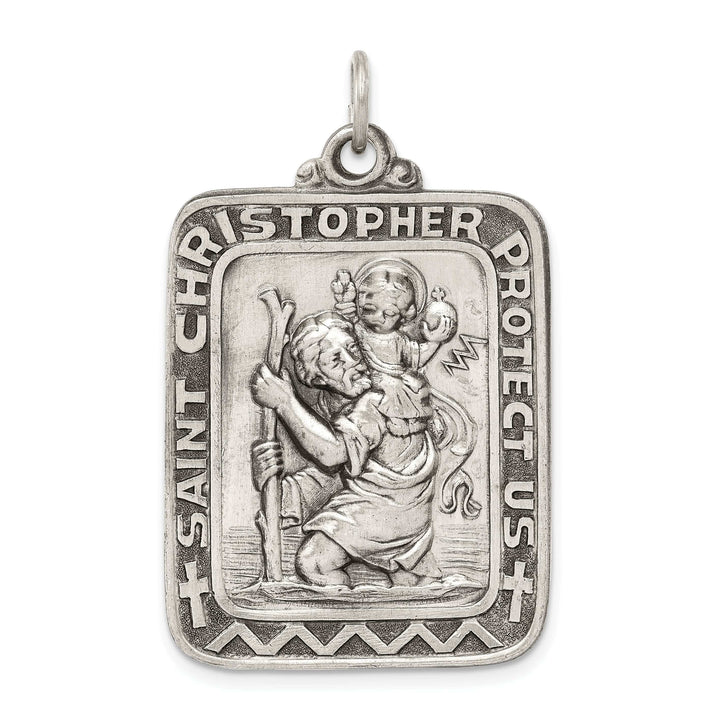 Lovely Rita's Pendants & Charms Sterling Silver Antiqued Saint Christopher Medal