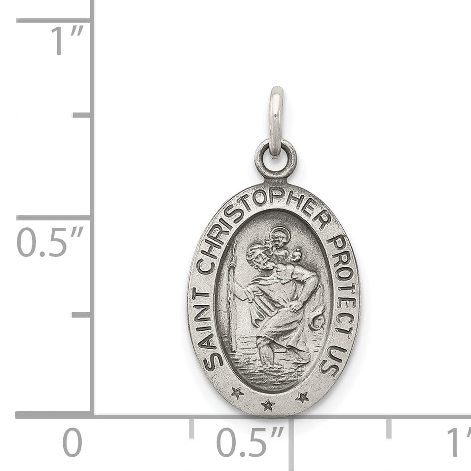 Lovely Rita's Pendants & Charms Sterling Silver Antiqued Saint Christopher Medal