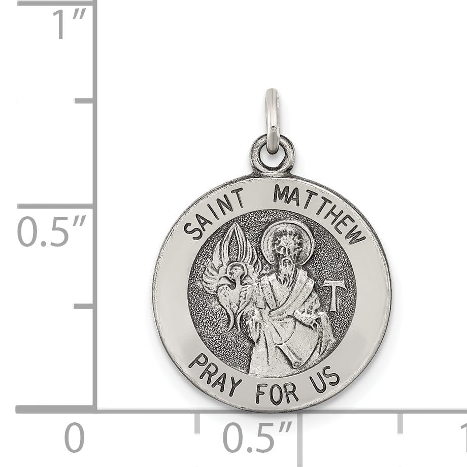 Lovely Rita's Pendants & Charms Sterling Silver Antiqued Saint Matthew Medal