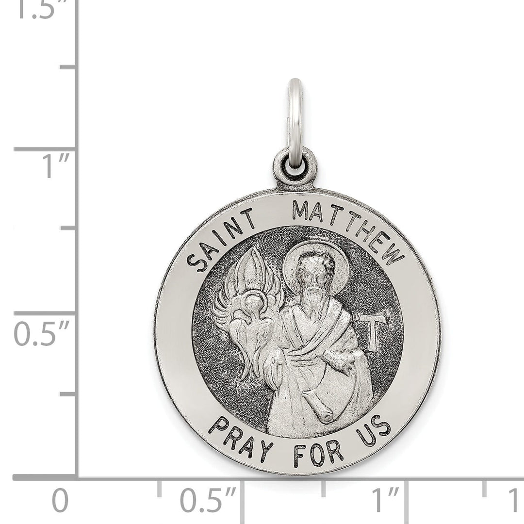 Lovely Rita's Pendants & Charms Sterling Silver Antiqued Saint Matthew Medal