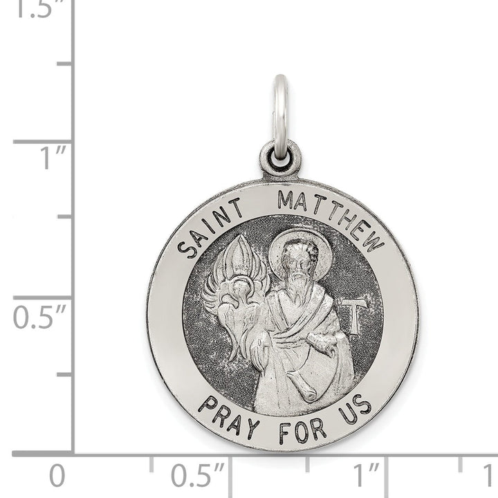 Lovely Rita's Pendants & Charms Sterling Silver Antiqued Saint Matthew Medal