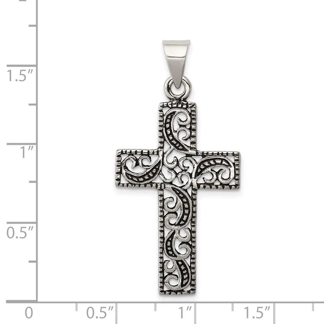 Lovely Rita's Pendants & Charms Sterling Silver Antiqued Scroll Cross Pendant