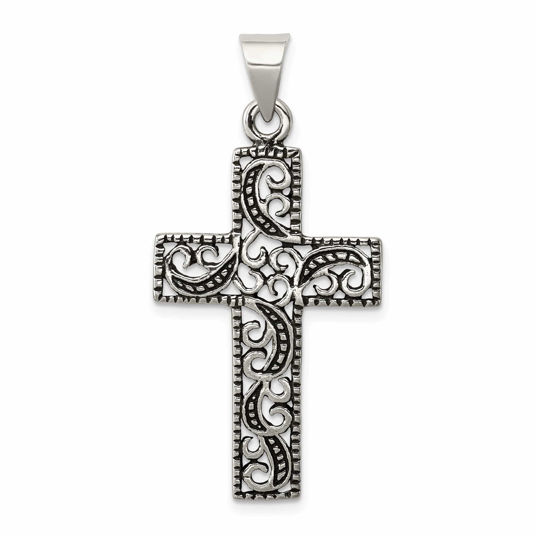 Lovely Rita's Pendants & Charms Sterling Silver Antiqued Scroll Cross Pendant