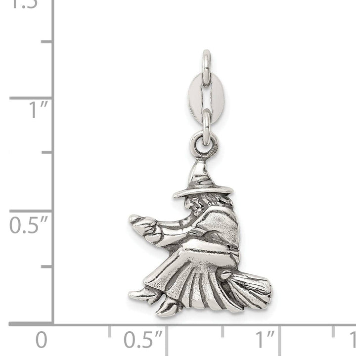 Lovely Rita's Pendants & Charms Sterling Silver Antiqued Witch Slide Pendant