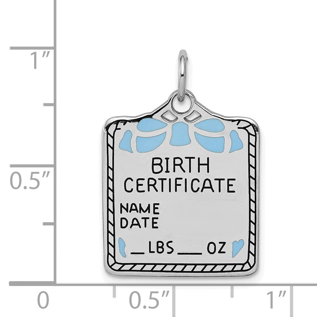 Lovely Rita's Pendants & Charms Sterling Silver Blue Birth Certificate Charm
