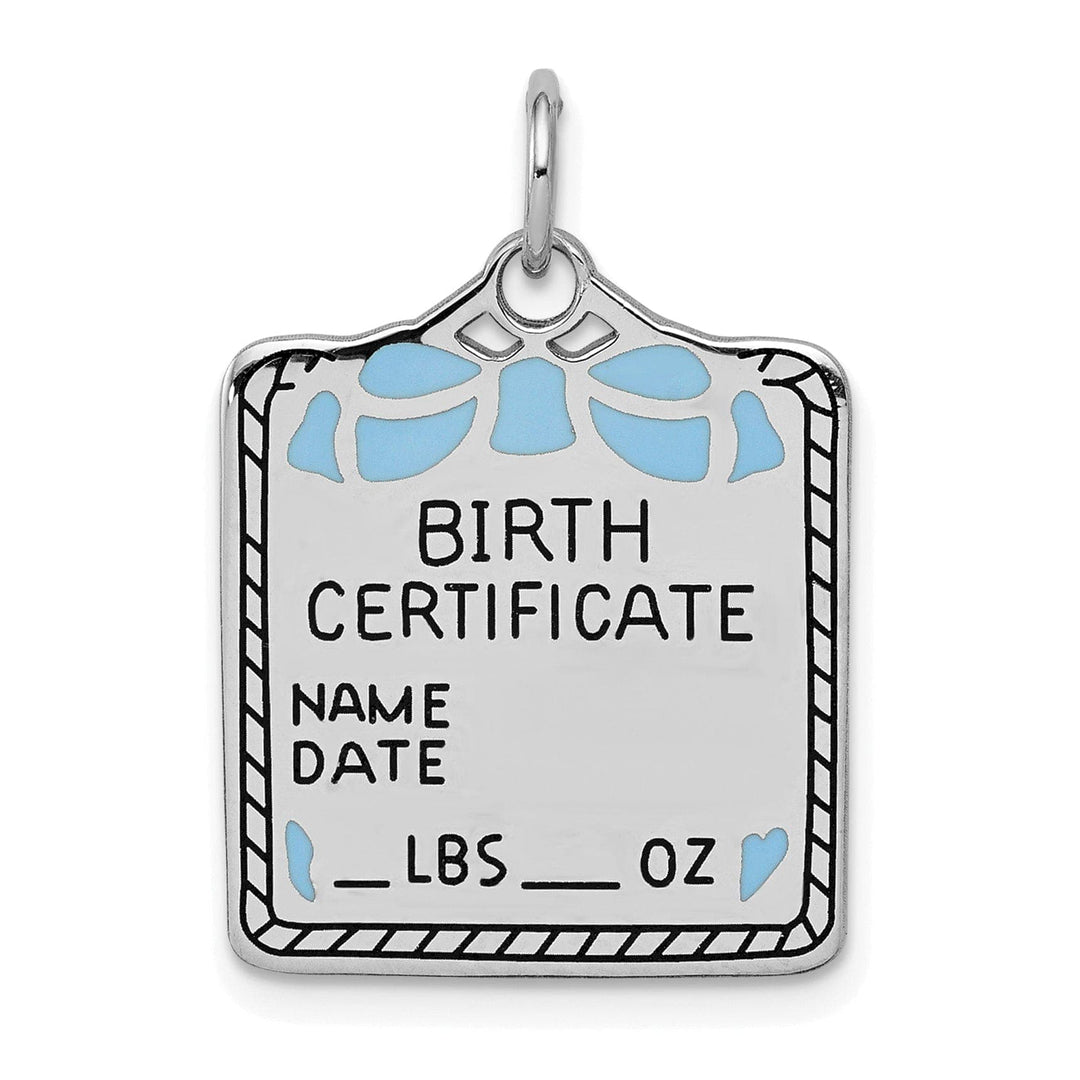 Lovely Rita's Pendants & Charms Sterling Silver Blue Birth Certificate Charm