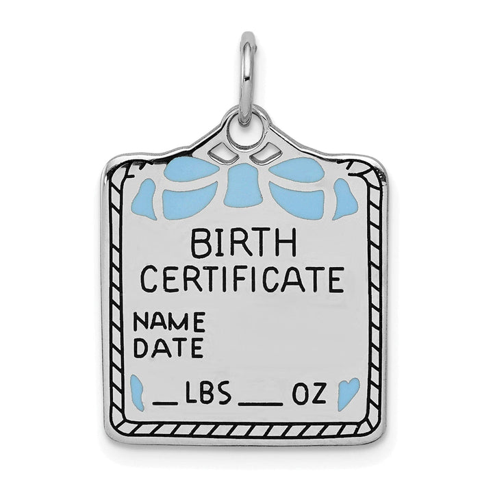 Lovely Rita's Pendants & Charms Sterling Silver Blue Birth Certificate Charm