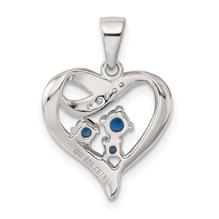Lovely Rita's Pendants & Charms Sterling Silver Blue Clear C.Z Heart Pendant
