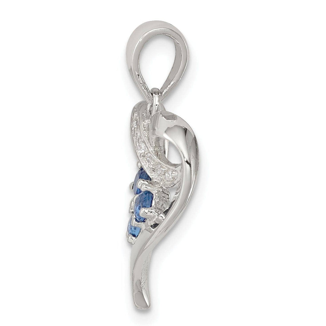 Lovely Rita's Pendants & Charms Sterling Silver Blue Clear C.Z Heart Pendant