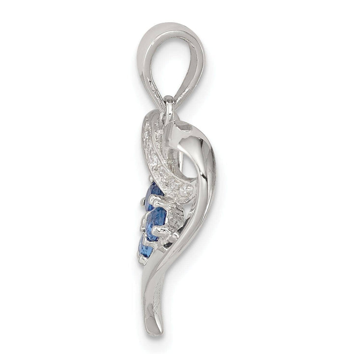 Lovely Rita's Pendants & Charms Sterling Silver Blue Clear C.Z Heart Pendant