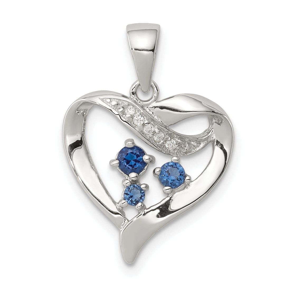 Lovely Rita's Pendants & Charms Sterling Silver Blue Clear C.Z Heart Pendant