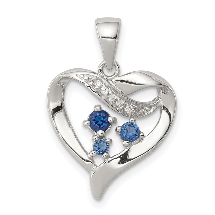 Lovely Rita's Pendants & Charms Sterling Silver Blue Clear C.Z Heart Pendant