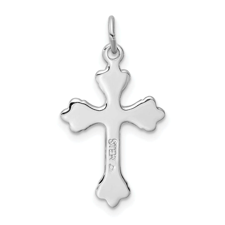 Lovely Rita's Pendants & Charms Sterling Silver Blue Enameled Budded Cross Charm