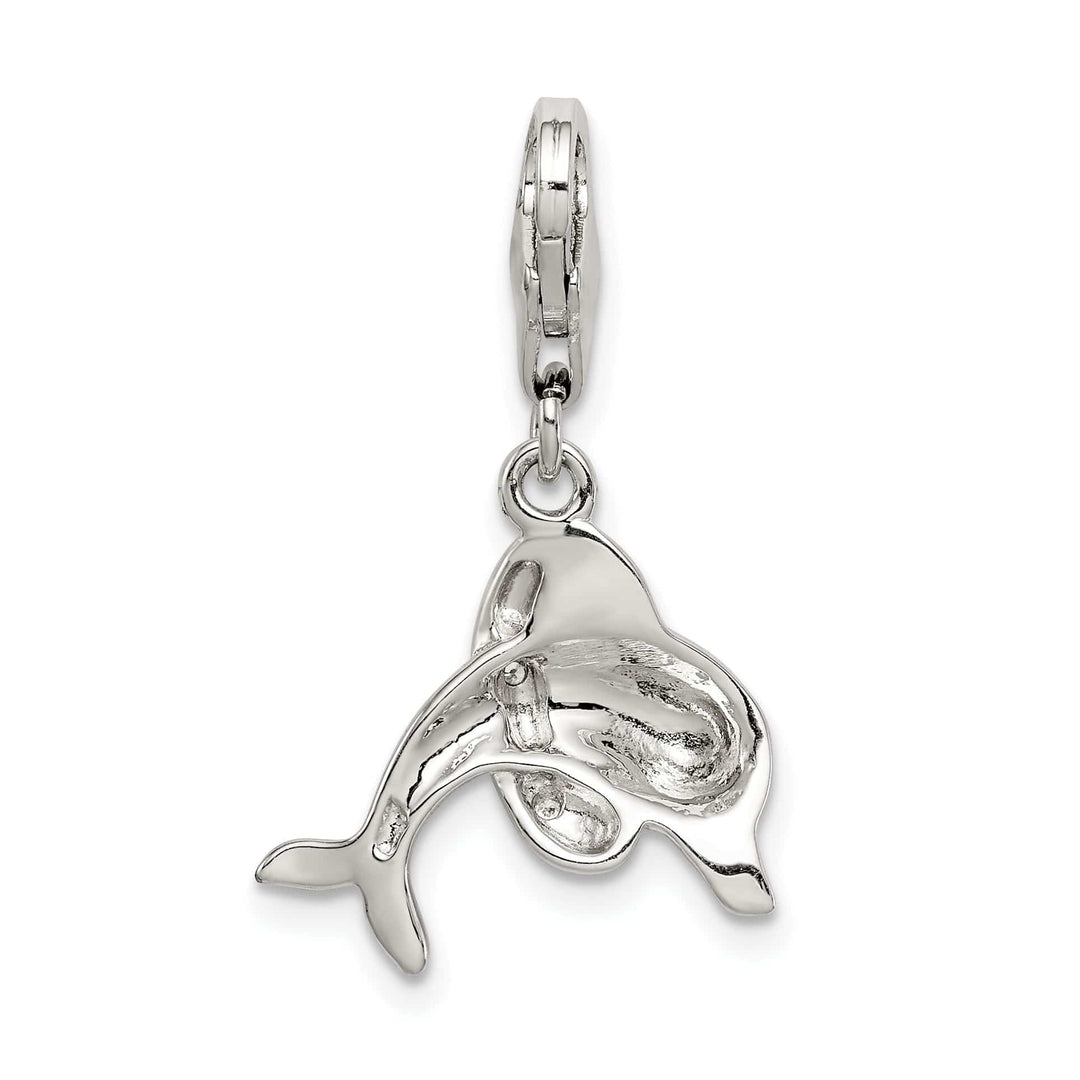 Lovely Rita's Pendants & Charms Sterling Silver Blue Enameled Dolphin Charm