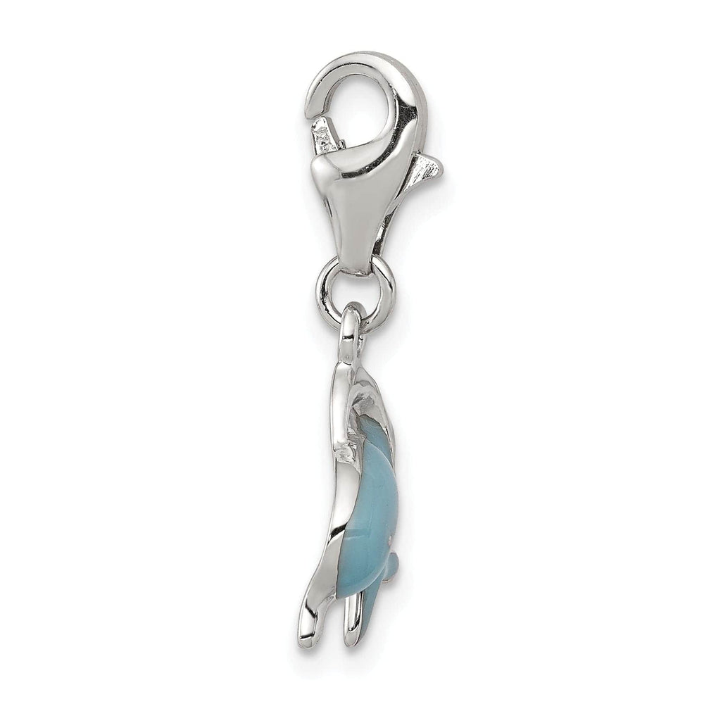 Lovely Rita's Pendants & Charms Sterling Silver Blue Enameled Dolphin Charm
