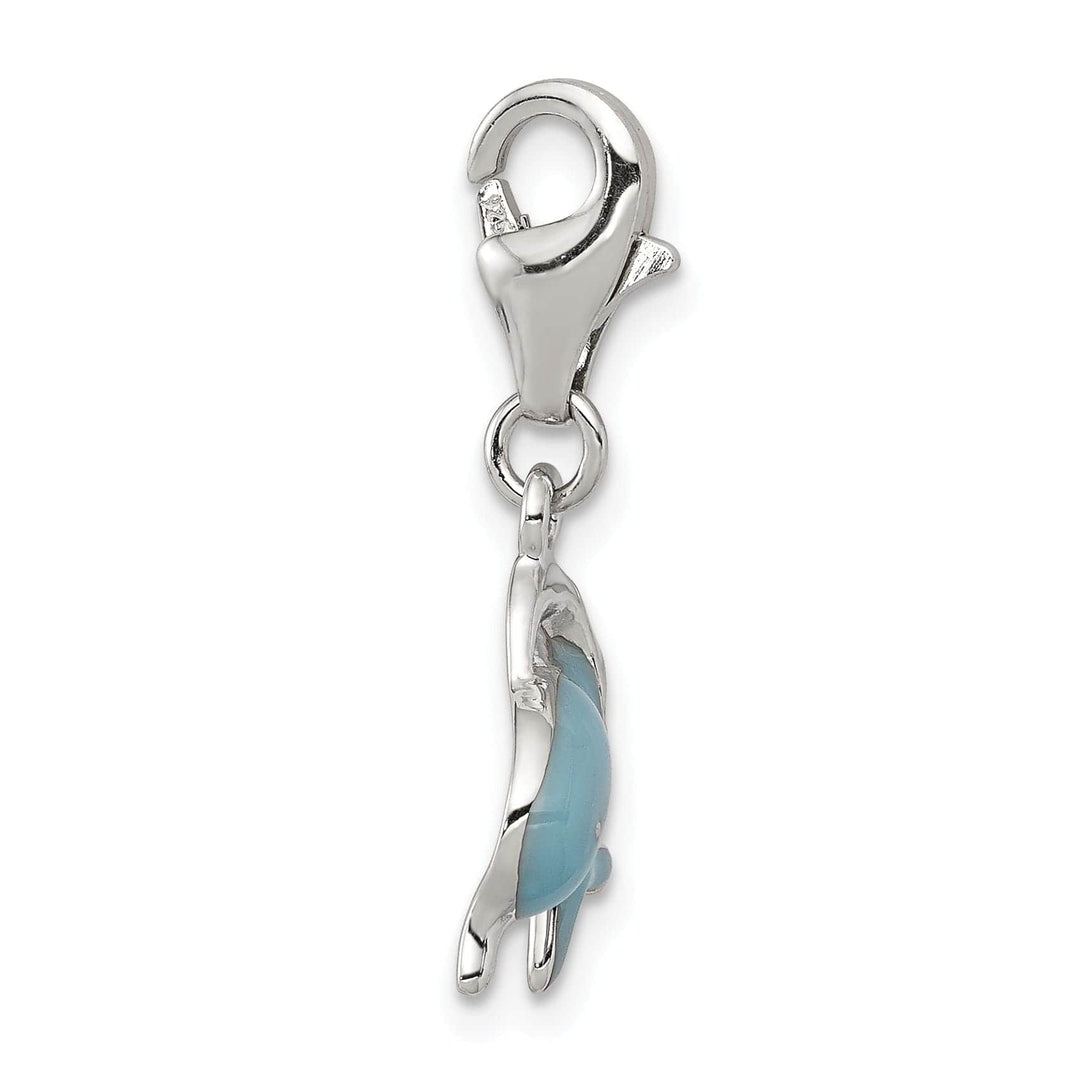 Lovely Rita's Pendants & Charms Sterling Silver Blue Enameled Dolphin Charm